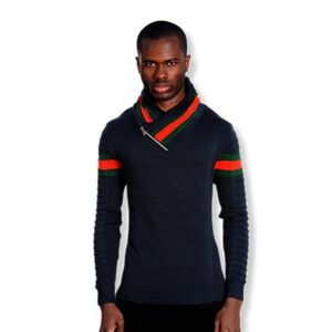 LCR Black Edition Men's Designer Knit Sweater- Navy Blue XL NWT MSRP $125